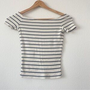Striped Boat Neck Women's Crop Top